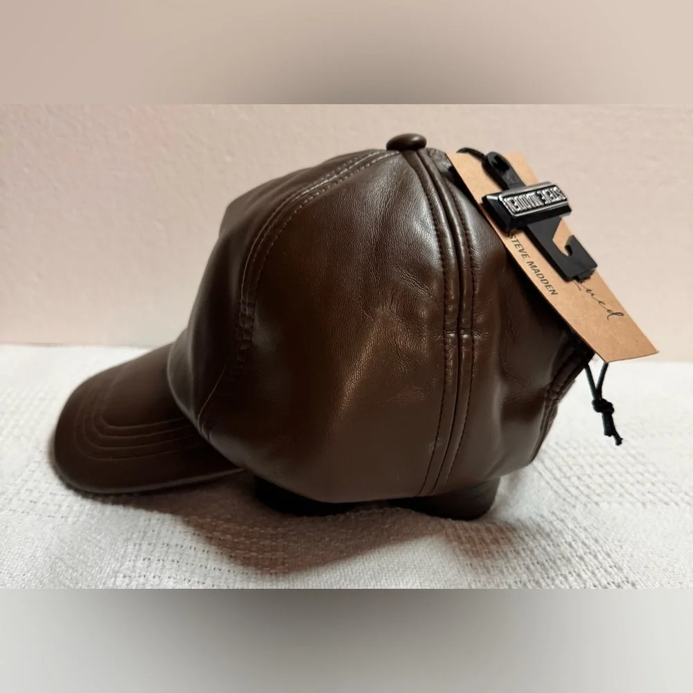 Steve Madden Dark Brown Leather Hat women